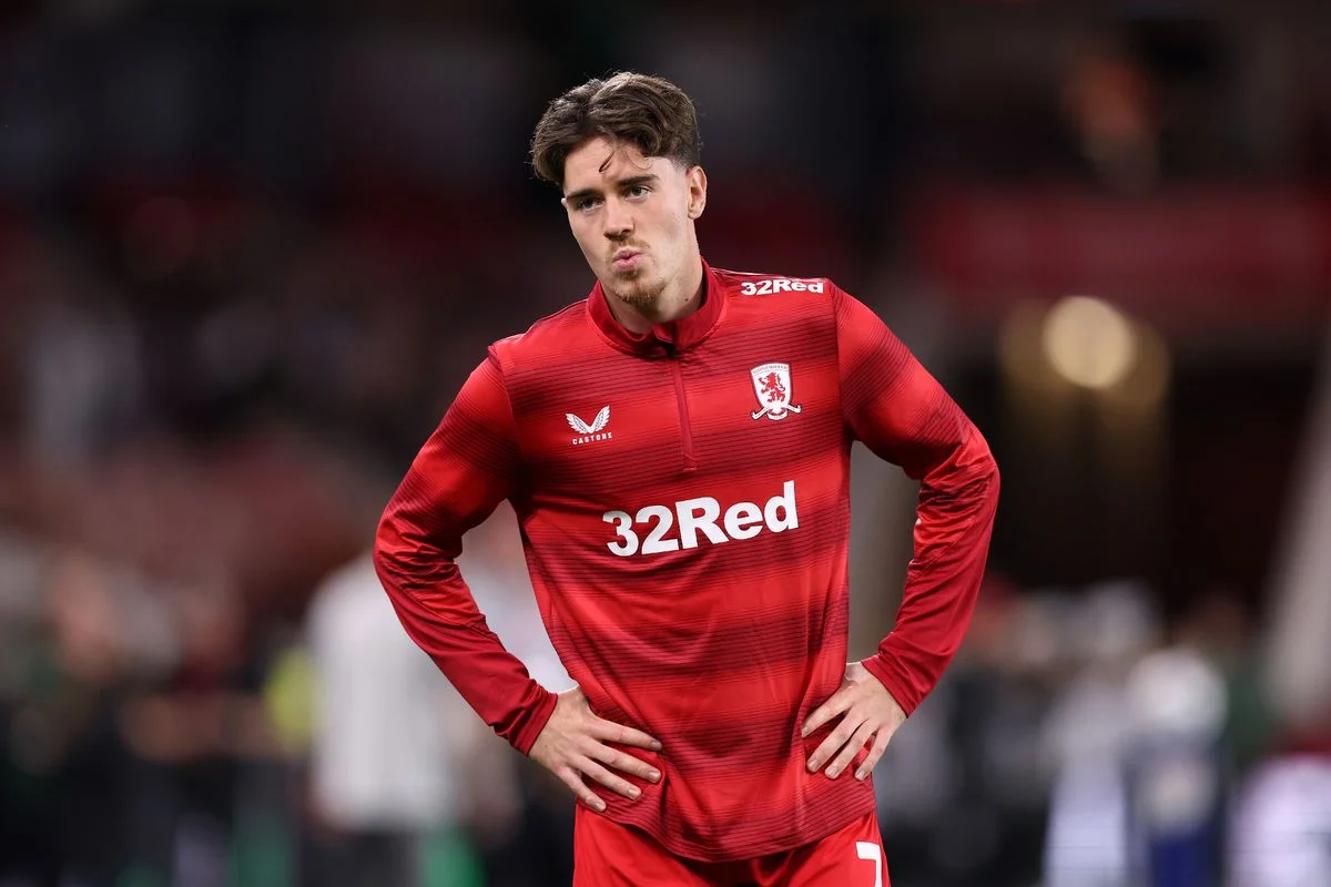 Hayden Hackney of Middlesbrough warms up