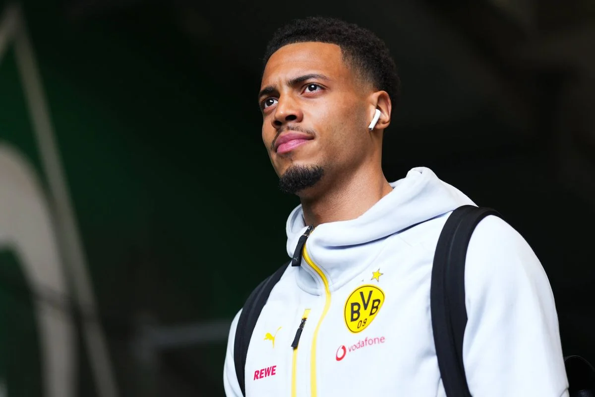 BREMEN, GERMANY - MAY 16: Felix Nmecha of Borussia Dortmund arrives at the stadium prior to the Bundesliga match between SV Werder Bremen and Borussia Dortmund at Weserstadion on May 16, 2026 in Bremen, Germany. (Photo by Pau Barrena/Getty Images)