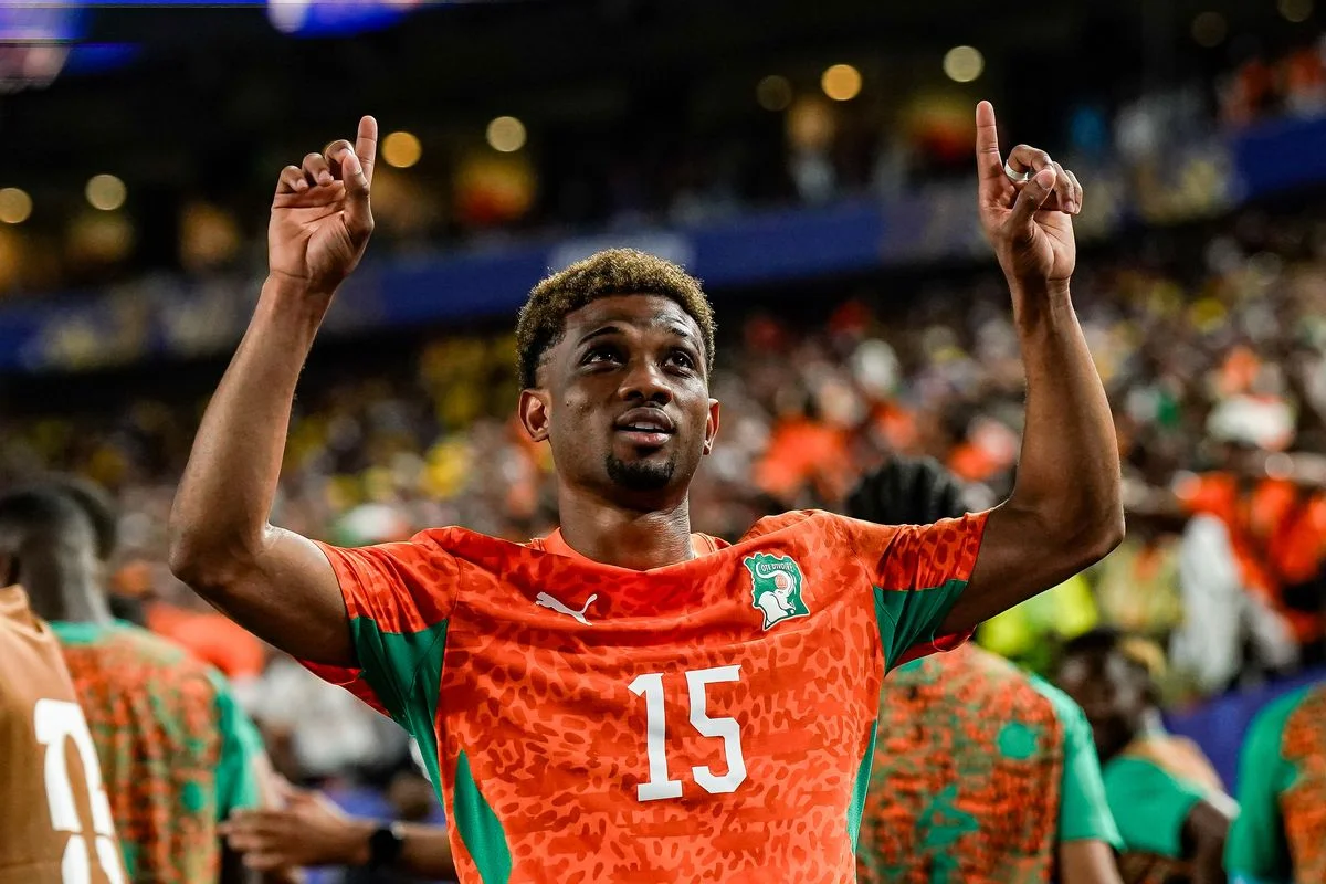 Amad celebrates after scoring for Ivory Coast against Ecuador