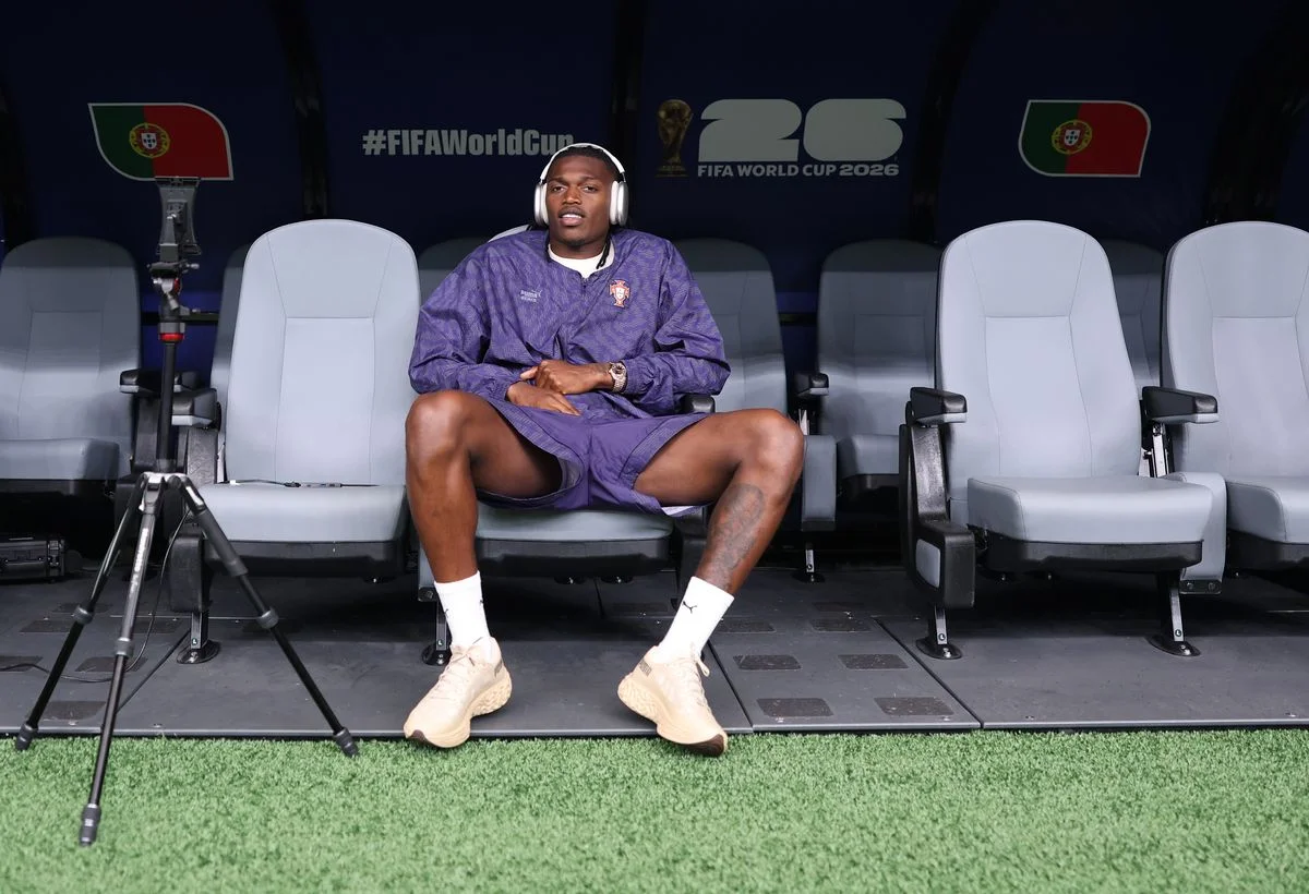 Rafael Leao #17 of Portugal inspects the pitch before the FIFA World Cup 2026 Group K match between Portugal and Congo DR at Houston Stadium on June 17, 2026 in Houston, Texas