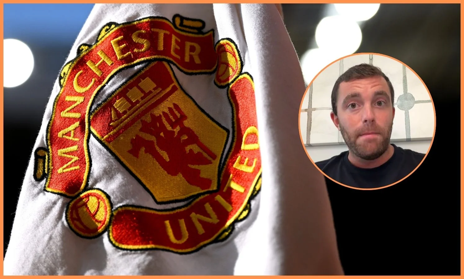 Manchester United logo and Fabrizio Romano