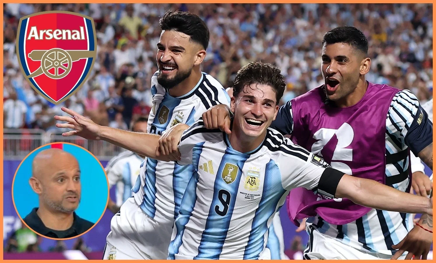Julian Alvarez celebrates a goal for Argentina