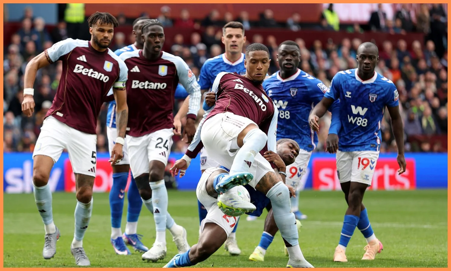Ezri Konsa in action for Aston Villa
