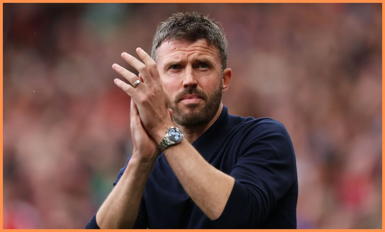 Manchester United manager Michael Carrick applauds the fans at Old Trafford