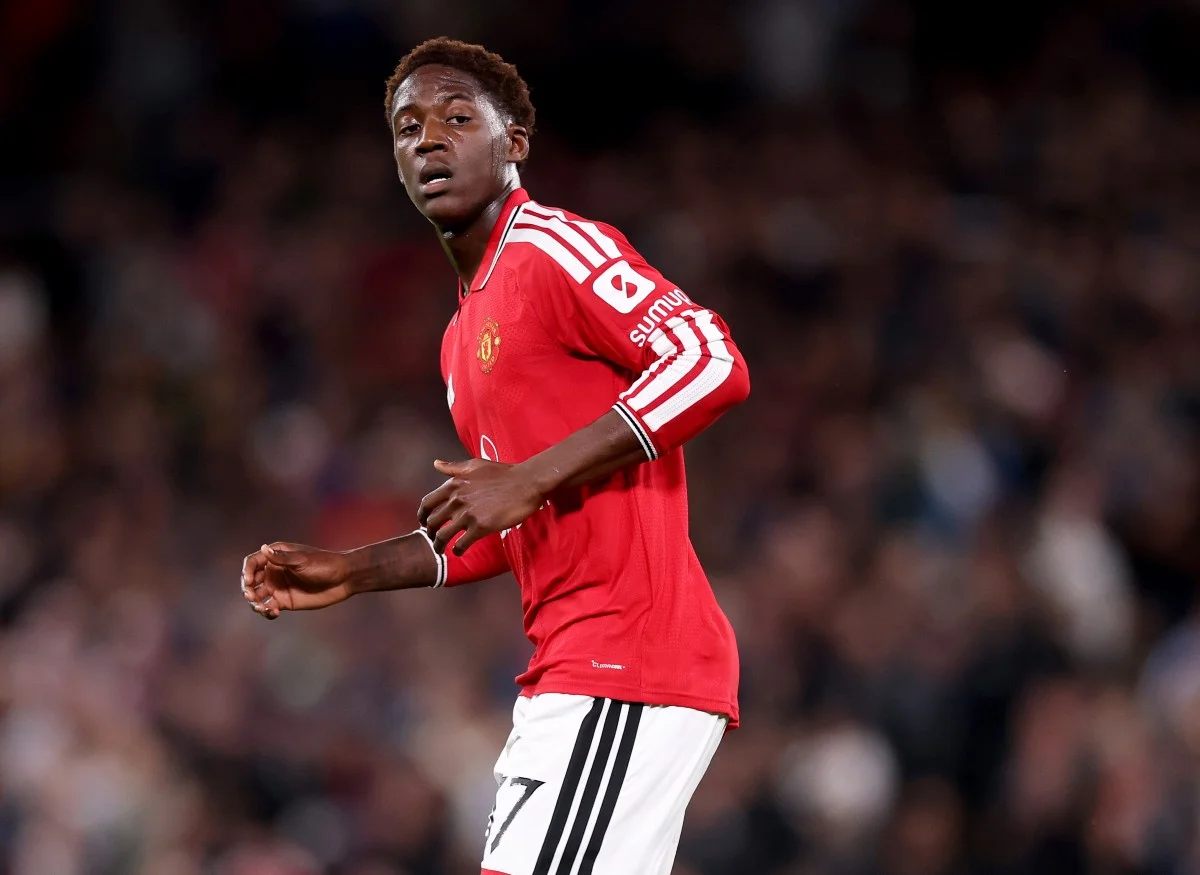 Man United's Kobbie Mainoo in action